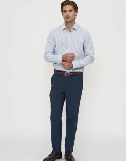 Striped Long Sleeve Dress Shirt in White/blue