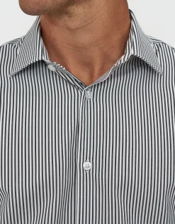 Striped Long Sleeve Premium Dress Shirt in Black