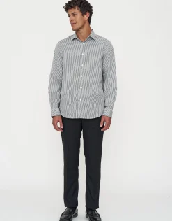 Striped Long Sleeve Premium Dress Shirt in Black