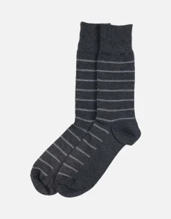 Stripe Dress Socks in Char Marle