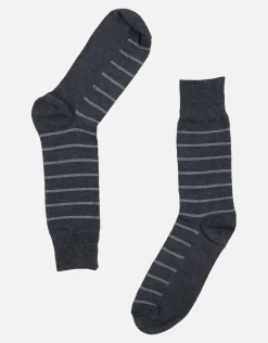 Stripe Dress Socks in Char Marle