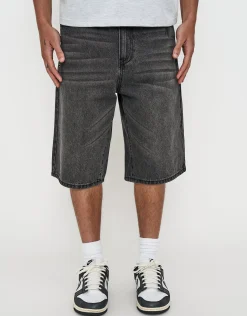 Studded Baggy Fit Jorts in Gothic Black