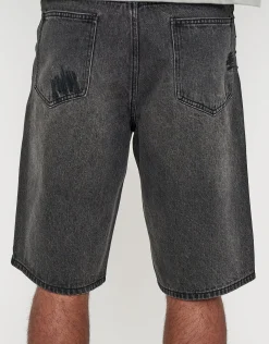 Studded Baggy Fit Jorts in Gothic Black