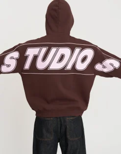Studios Oversized Cropped Hoodie in Shadow Blue
