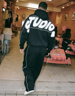 Studios Oversized Cropped Hoodie in Shadow Blue