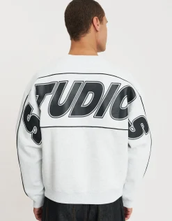 Studios Piped Oversized Crew Neck Sweat in Snow Marle