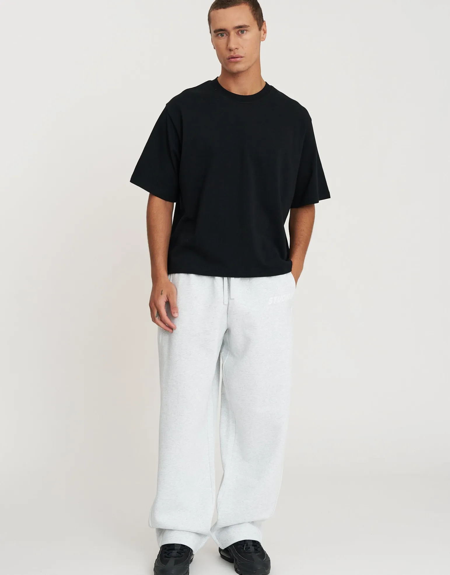 Studios Wide Track Pants in Black