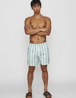 Summer Club Striped Swim Shorts in Pewter Grey