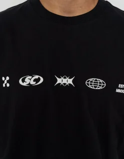 Sunday Club Box Fit T Shirt in Solid Black