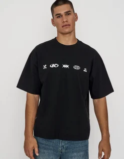 Sunday Club Box Fit T Shirt in Solid Black