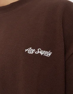 Textured Ace Supply Box Fit T-Shirt in Bitter Brown