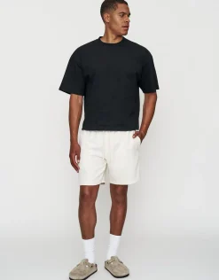 Textured Elastic Waist Shorts in Khaki