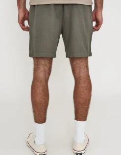 Textured Elastic Waist Shorts in Chocolate