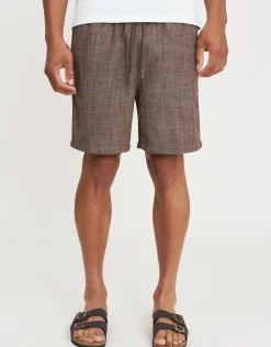 Textured Elastic Waist Shorts in Blue