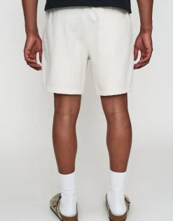 Textured Elastic Waist Shorts in Blue