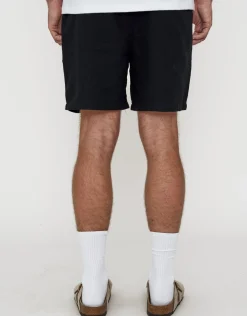 Textured Elastic Waist Shorts in Blue