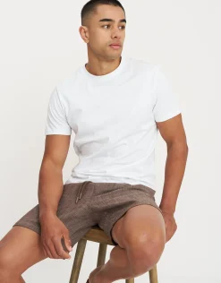 Textured Elastic Waist Shorts in Blue