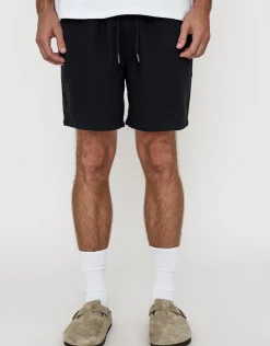 Textured Elastic Waist Shorts in Bone