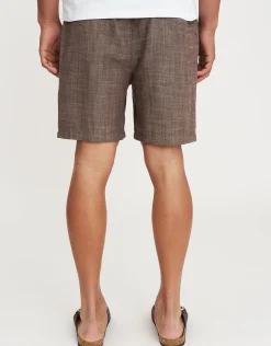 Textured Elastic Waist Shorts in Bone