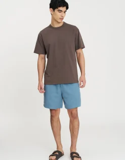 Textured Elastic Waist Shorts in Bone