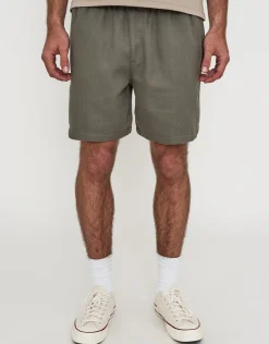 Textured Elastic Waist Shorts in Bone