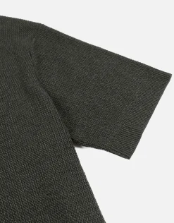Textured Short Sleeve Knit Polo in Khaki