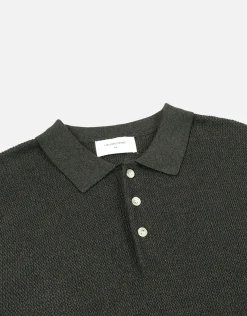 Textured Short Sleeve Knit Polo in Biscuit