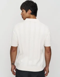 Textured Short Sleeve Polo in Brown