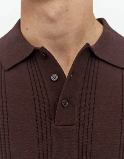 Textured Short Sleeve Polo in Brown