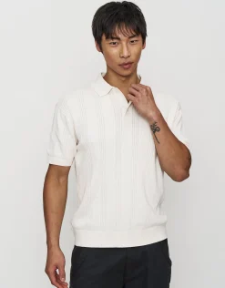 Textured Short Sleeve Polo in Brown