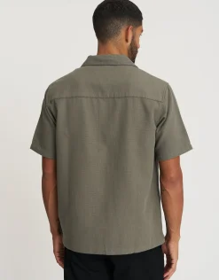 Textured Short Sleeve Shirt in Khaki