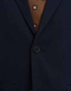 Textured Slim Fit Suit Jacket in Navy