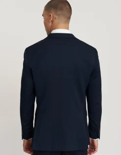 Textured Slim Fit Suit Jacket in Navy