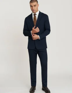 Textured Slim Fit Suit Jacket in Navy