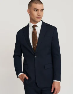 Textured Slim Fit Suit Jacket in Navy