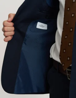 Textured Slim Fit Suit Jacket in Navy