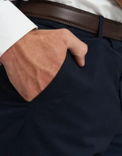 Textured Slim Fit Suit Trousers in Navy