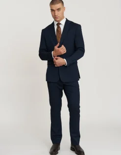 Textured Slim Fit Suit Trousers in Navy