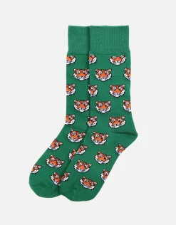 Tiger Dress Socks in Green