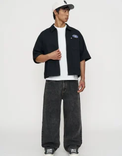 Tokyo Cropped Mechanic Zip Up Shirt in Off White