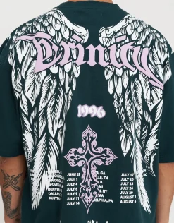 Trinity Wings Box Fit T Shirt in Pine Green
