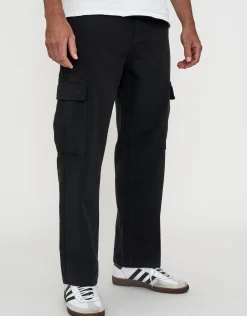 Twill Baggy Fit Cargo Pants in Black
