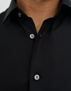 Twill Long Sleeve Dress Shirt in Black