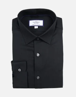 Twill Long Sleeve Dress Shirt in Black