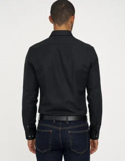 Twill Long Sleeve Dress Shirt in Black