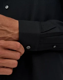 Twill Long Sleeve Dress Shirt in Black