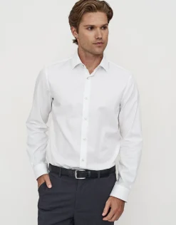 Twill Long Sleeve Dress Shirt in White