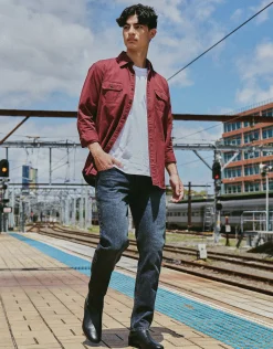 Twill Long Sleeve Shirt in Navy