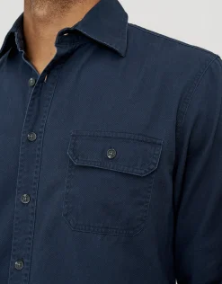 Twill Long Sleeve Shirt in Navy