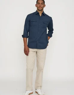 Twill Long Sleeve Shirt in Navy
